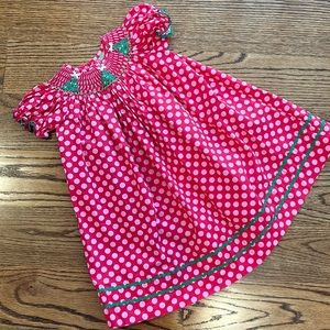 Size 2T Classic Whimsy Christmas Smocked Dress Red/Pink